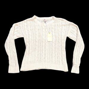 Love Tree NEW Warm Cozy Sweater Light PINK Cable Knit Anthropologie Size M Soft